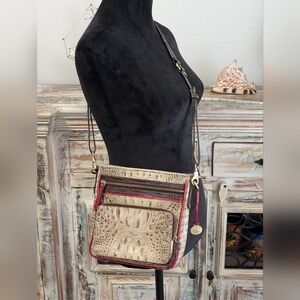 Brahmin Melbourne Toasted Almond Croc Embossed Leather Anywhere Crossbody Bag